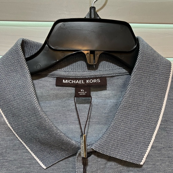 MICHAEL KORS Mens Grey Moisture Wicking Polo Shirt XL Embossed Logo - Picture 5 of 5